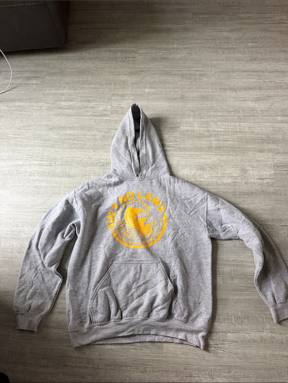 Gildan Gray Zip-Up Style Hoodie with Yellow Graphic - Men